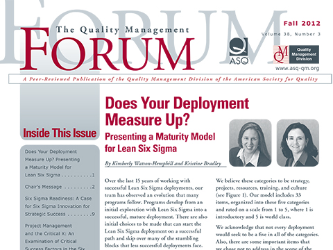 Does Your Deployment Measure Up? Presenting a Lean Six Sigma Maturity Model